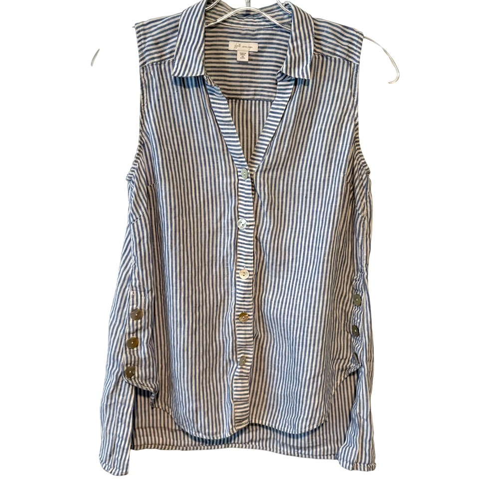 J.‎ Jill Women's Love Linen Blue and White Striped Sleeveless Top in Size XSP